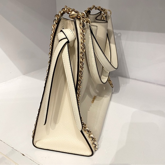 Michael Kors Mina Large Chain Shoulder Bag Tote Light Cream - Picture 5 of 11